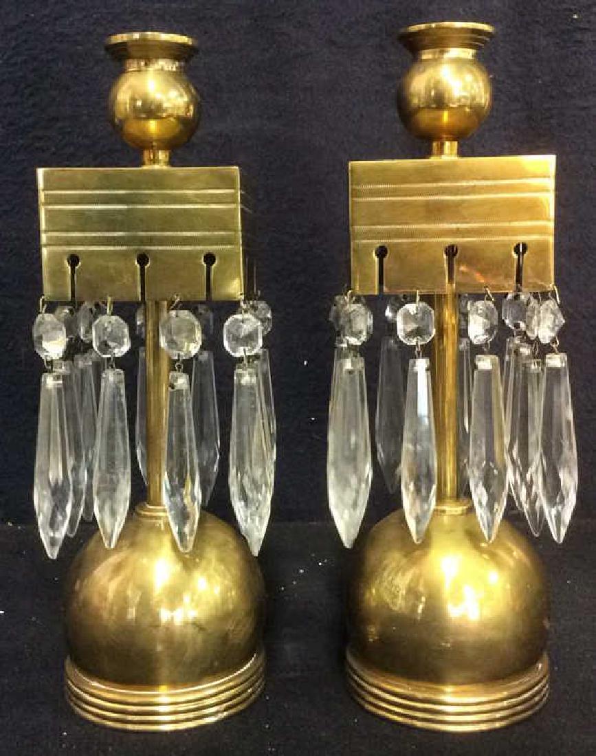 Pair Gold Toned Poss Brass Candlestick Holders (1 of 8)