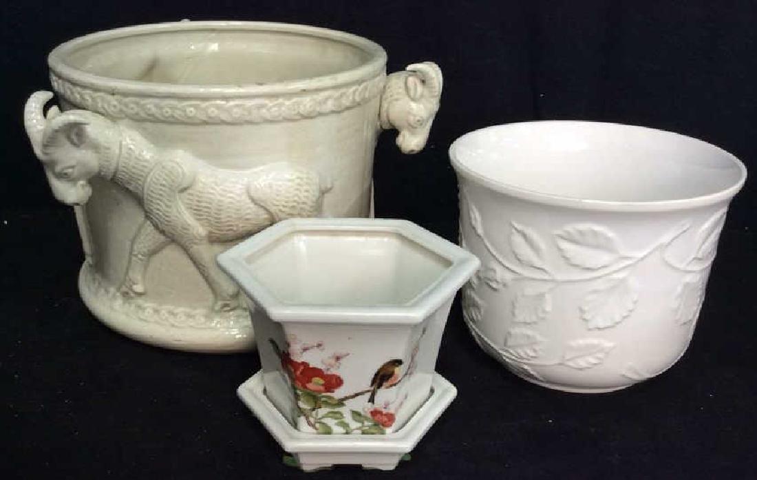 Lot 3 White Toned Ceramic Planter Vases (1 of 10)