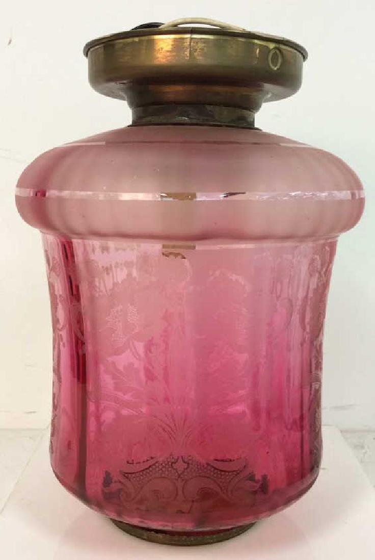 Cranberry Glass Floral Design Ceiling Light (1 of 8)