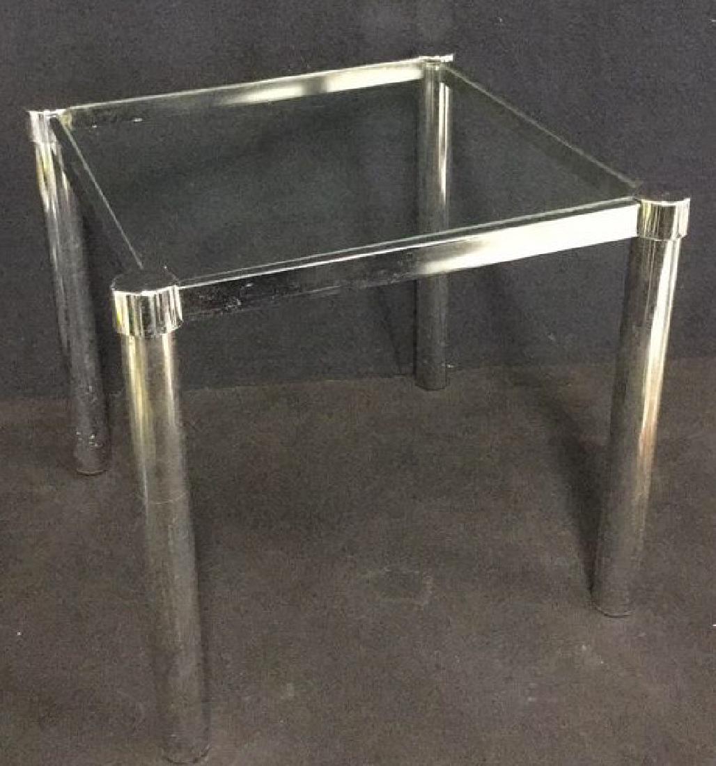 Mid Century Modern Glass Chrome Side Table (1 of 6)