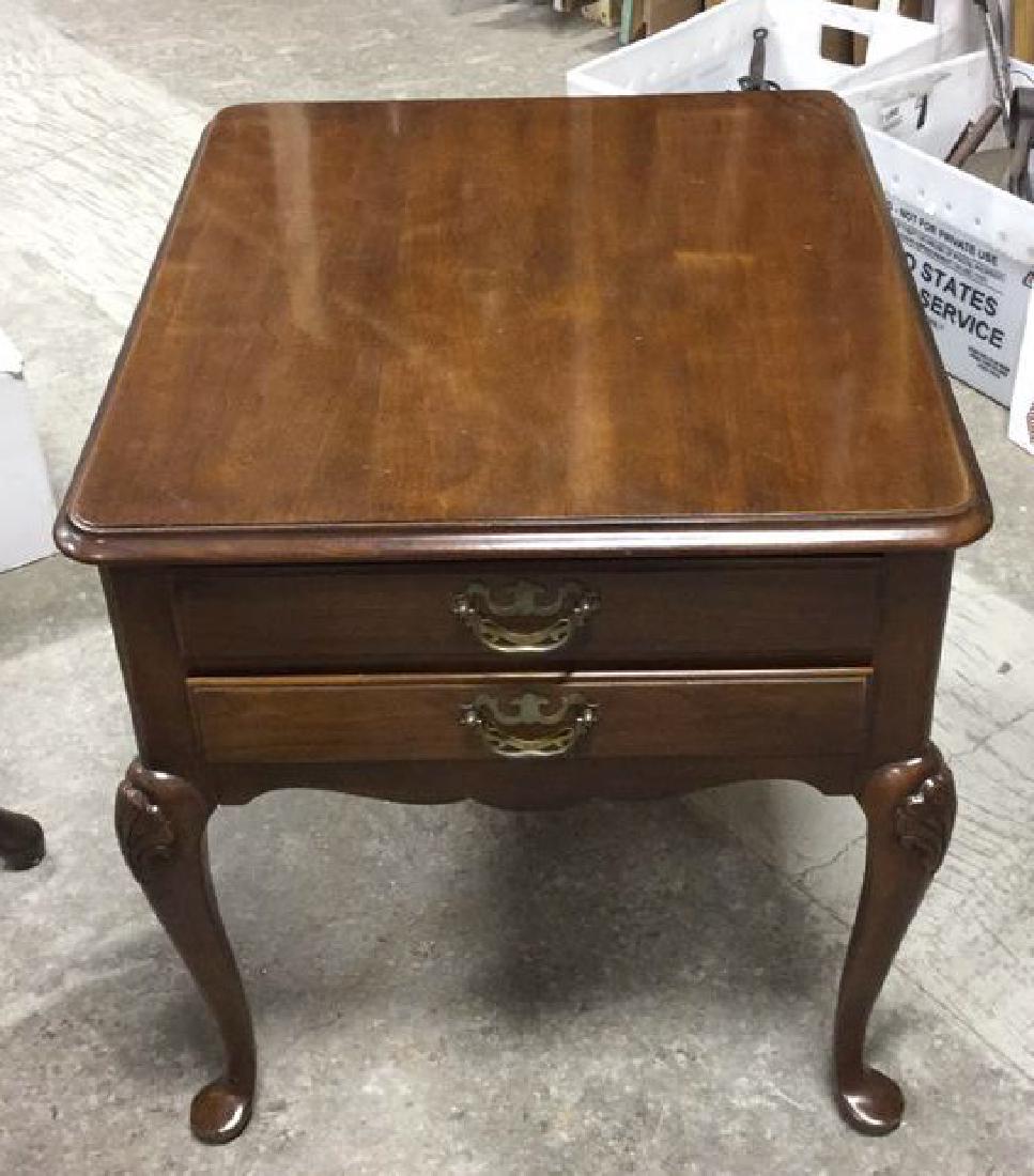 Drexel Polished Walnut Two Drawer Table (1 of 7)