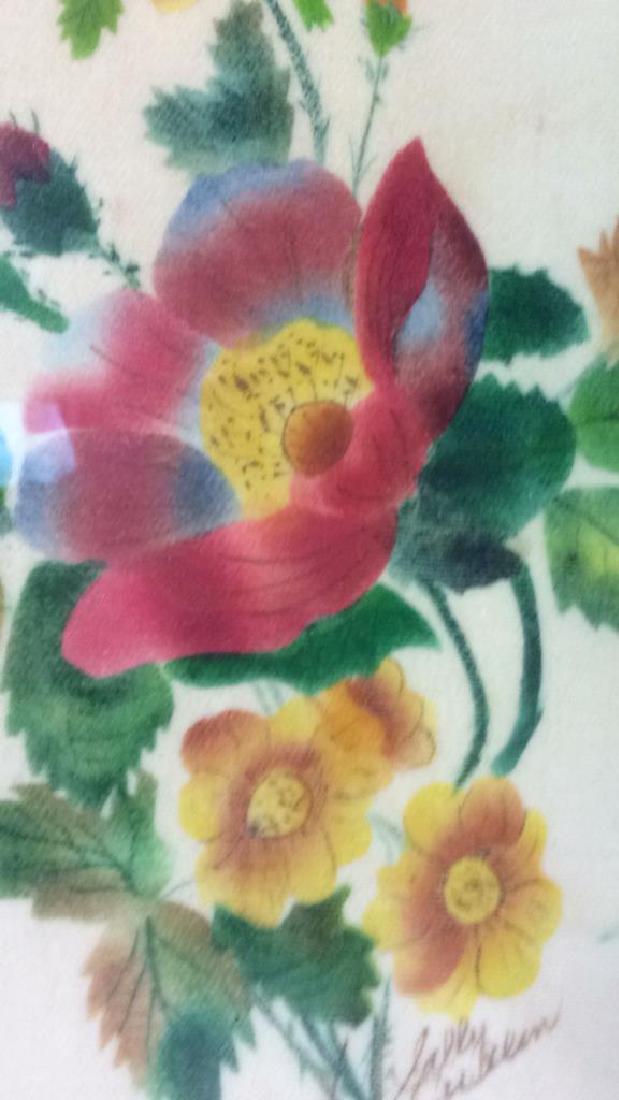 Framed Floral Print Artwork On Fabric (1 of 7)