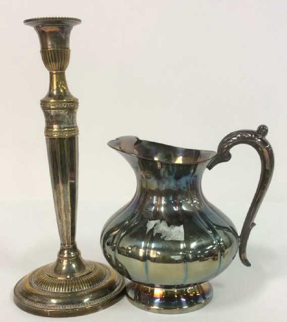 silver Plate Candle Stick and Pedestal Pitcher (1 of 10)