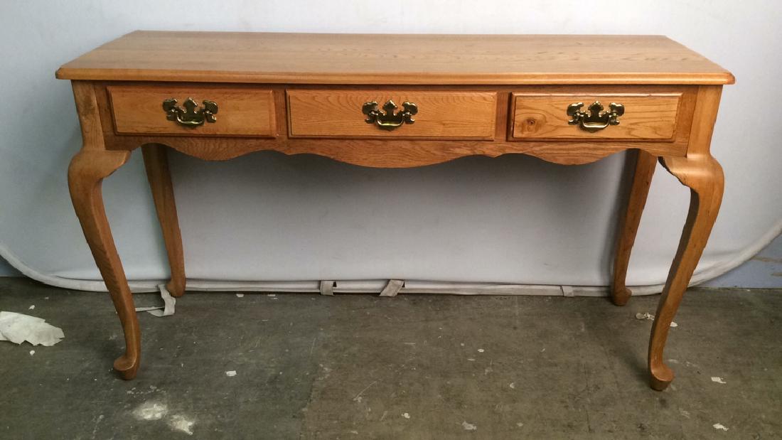 Carved Wooden 3 Drawer Console Table (1 of 8)