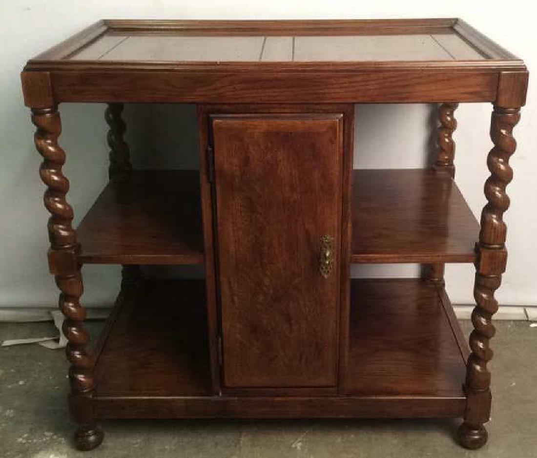 Brown Toned Wooden Side Table W Shelves (1 of 9)