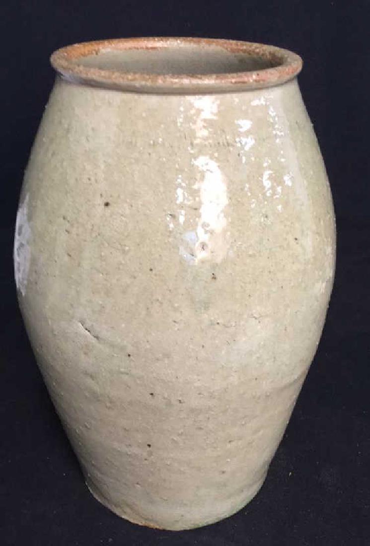 Olive Green Glazed Vintage Ceramic Vessel (1 of 8)