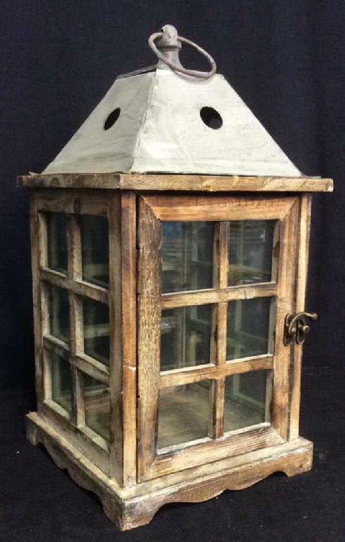 Metal Wood Glass Lantern Candle Housing (1 of 8)