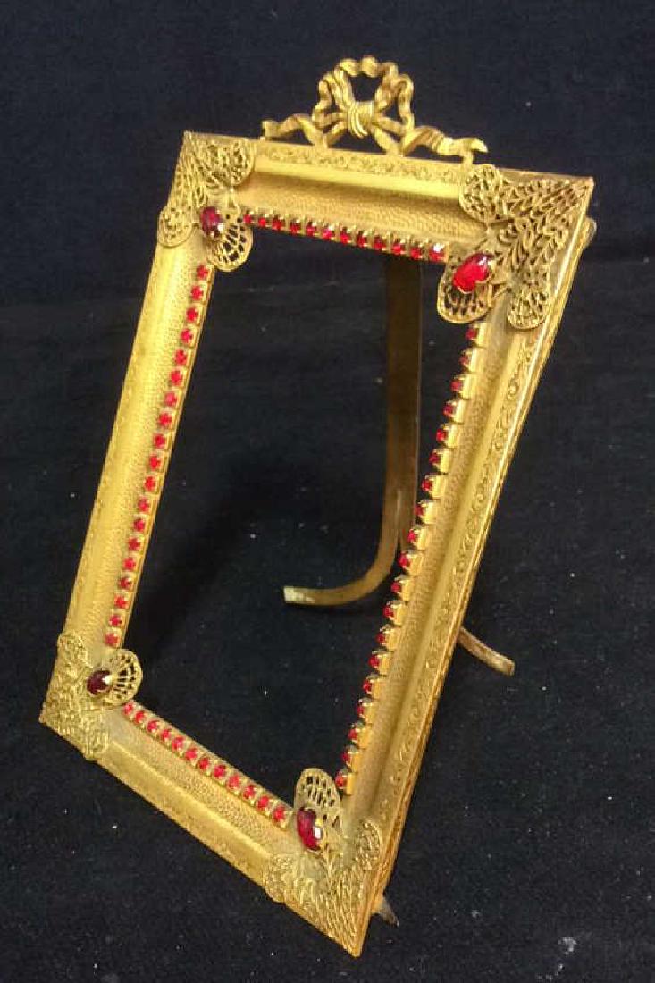 Antique Gilded teal Picture Frame, gilded metal, (1 of 8)