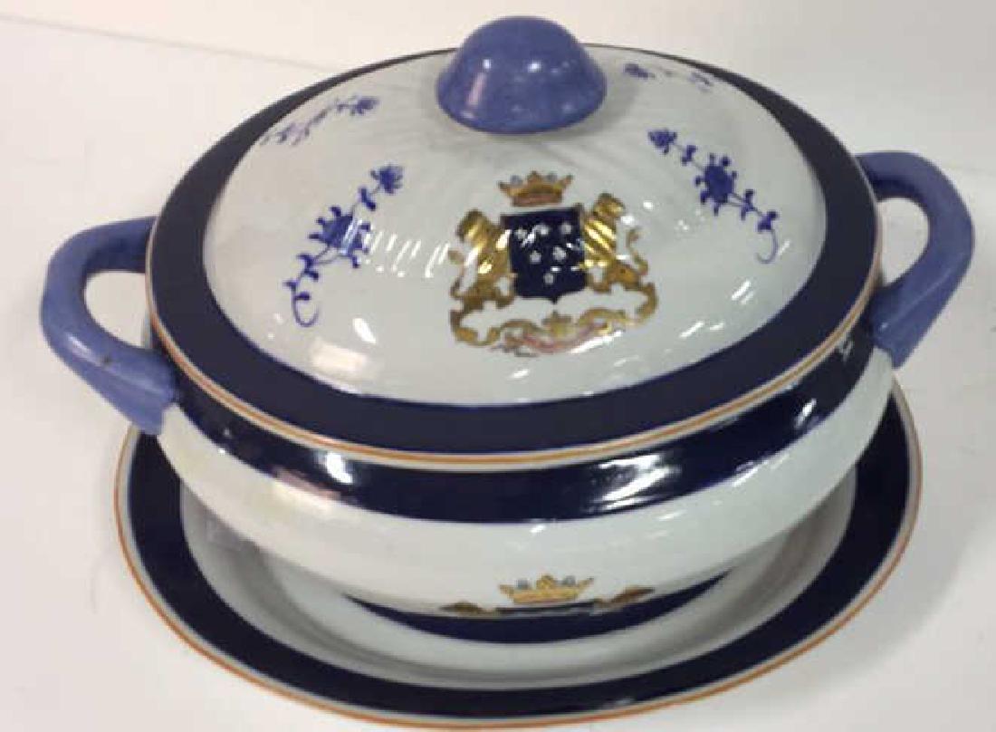 3 Pcs Lidded Tureen w Underplate Ceramic (1 of 10)