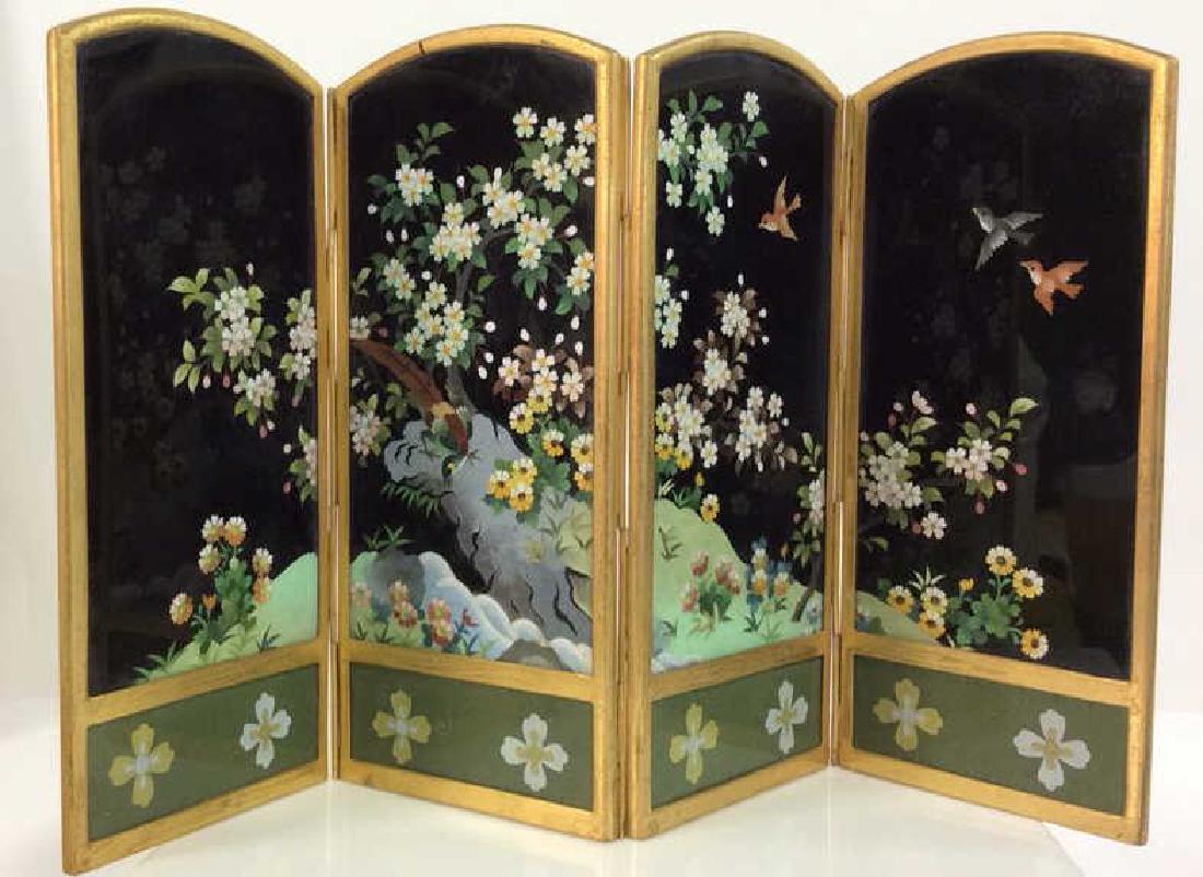 Vintage Japanese Enamel Cloisonné Folding Screen (1 of 8)