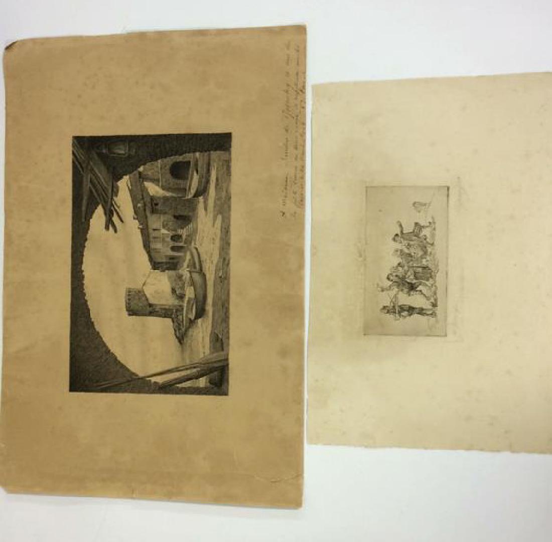 Pair Vintage/Antique Etching and Lithographs (1 of 10)