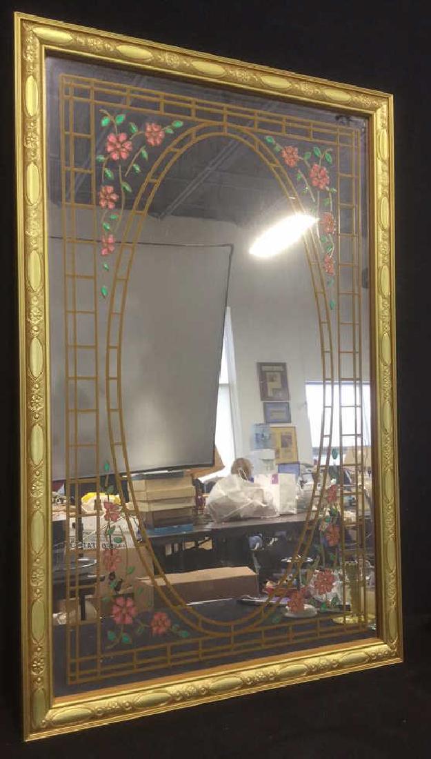 Gold Toned Frame Floral Detailed Mirror (1 of 10)