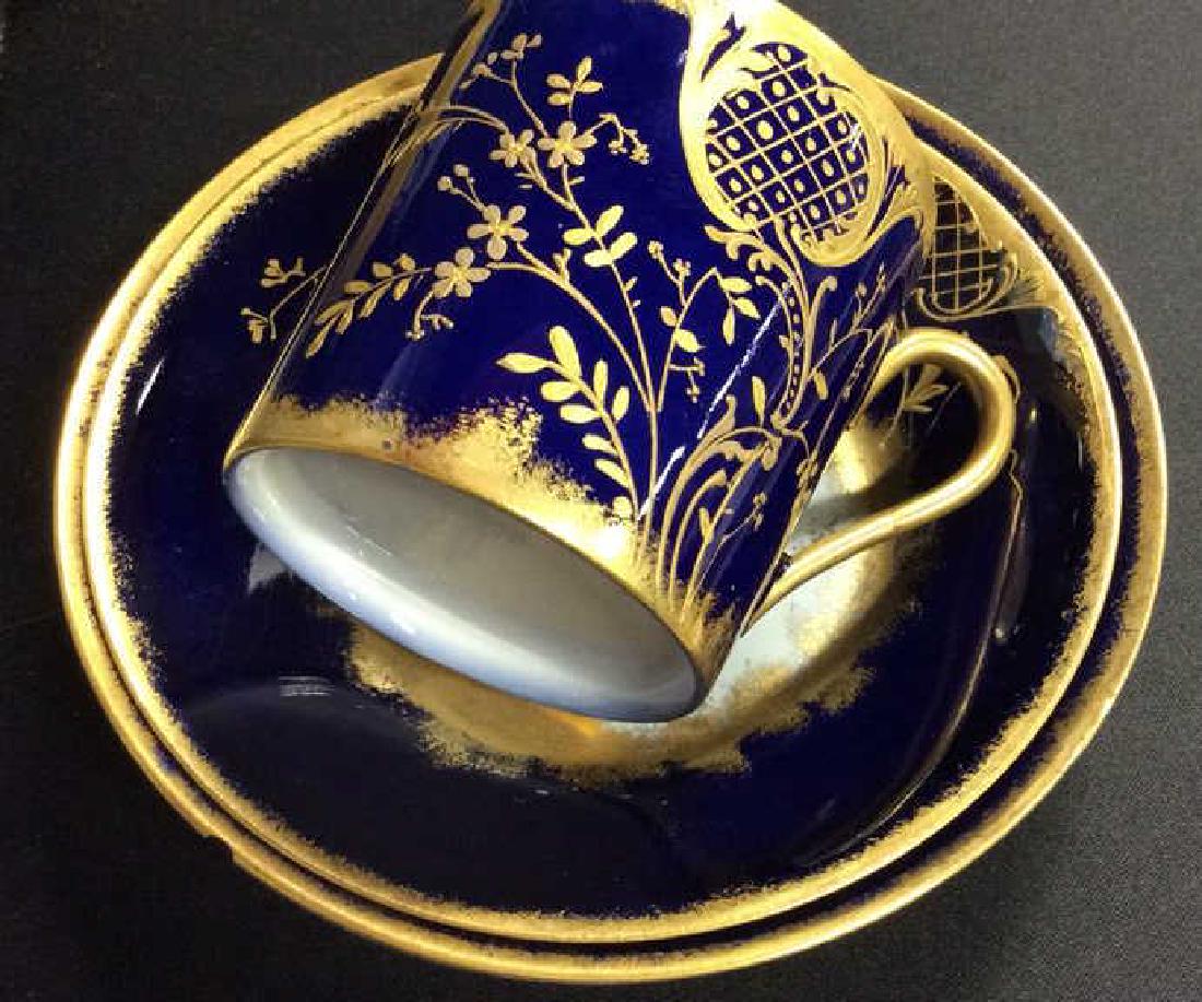 Blue Gold Porcelain Tea Cup Saucer Plate (1 of 8)