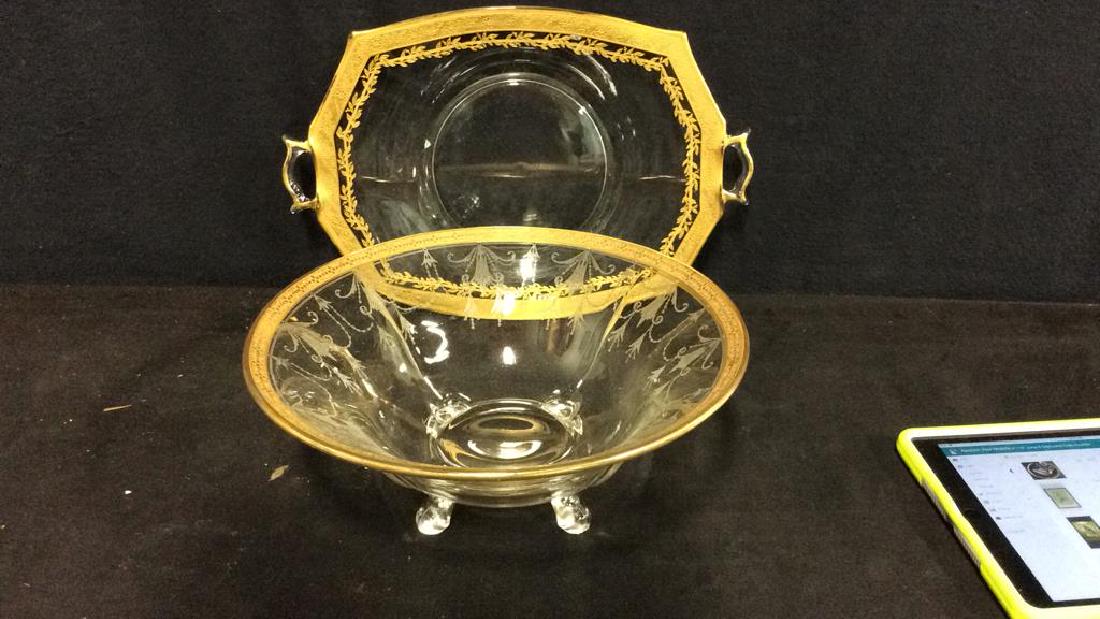 Gold Rimmed Vintage Glass Bowl w Under plate (1 of 6)