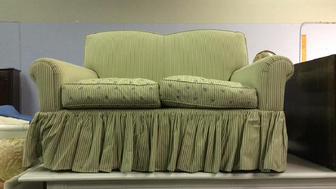 A RUDIN Designer Striped Skirted Loveseat (1 of 8)