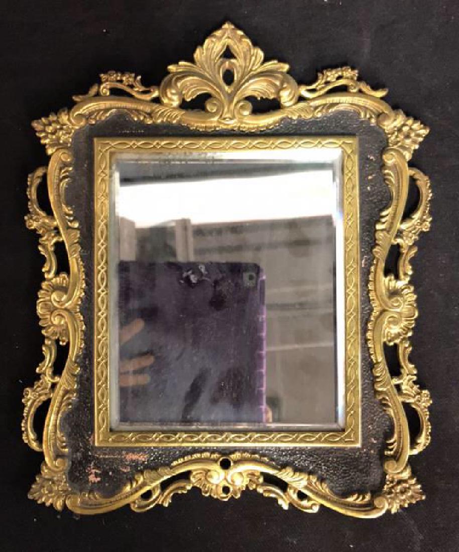 Brass and Black Toned Metal Framed Mirror (1 of 12)