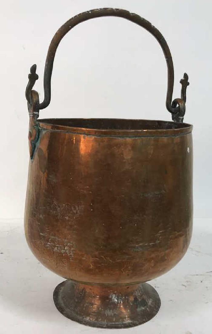 Hammered Pedestal Copper Bucket w Handle (1 of 11)