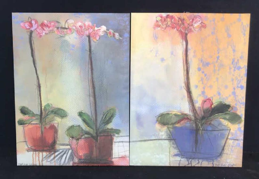 2 Contemporary Style Orchid Floral Prints Canvas (1 of 11)