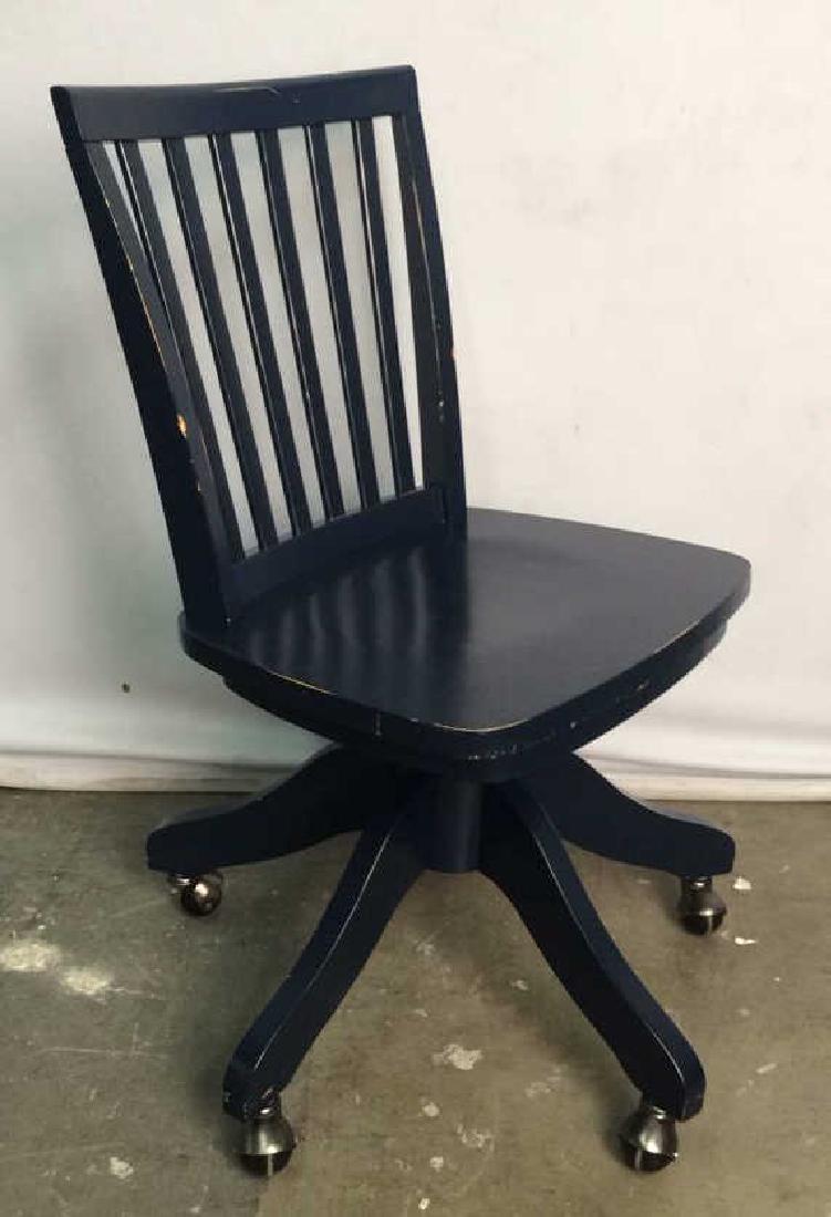 Navy Toned 5 Wheel Wooden Computer Chair (1 of 6)
