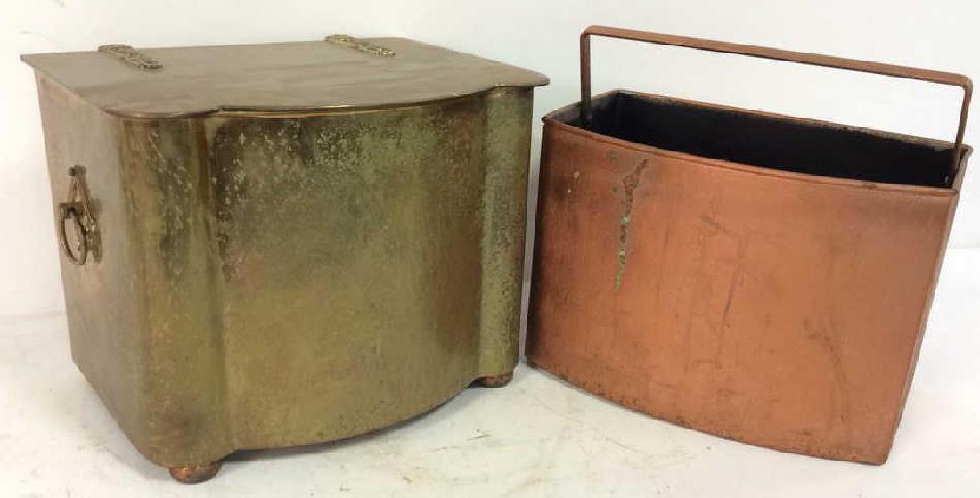 Brass Hinged Fireplace Bucket w Copper Bucket (1 of 16)