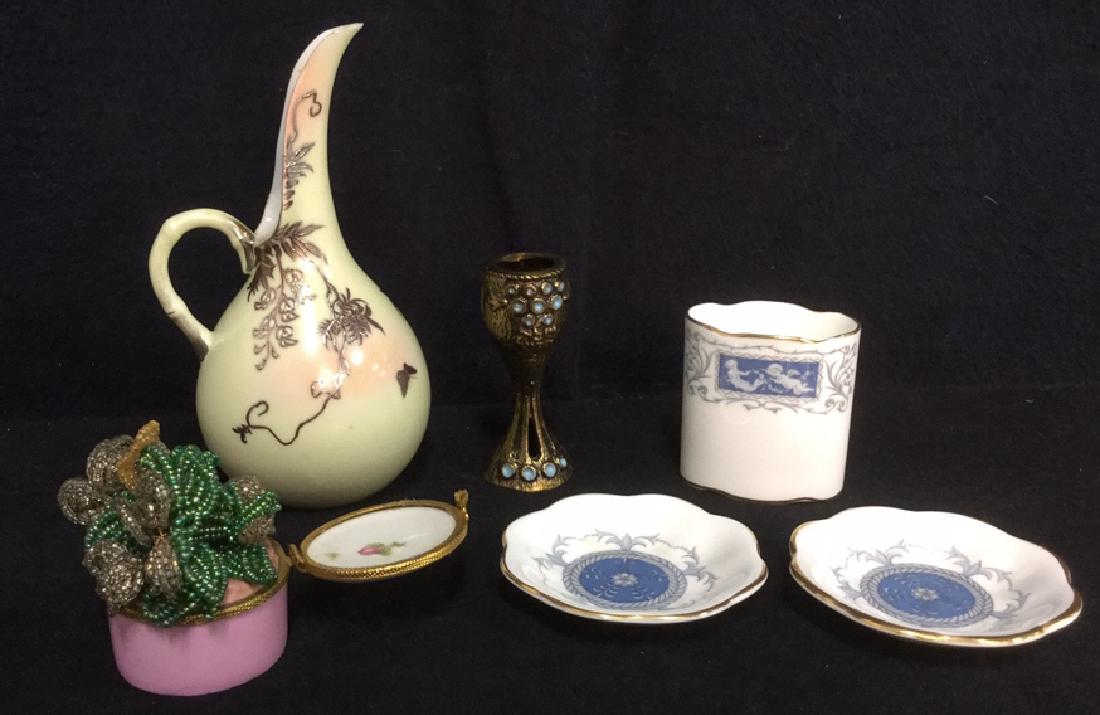 Lot 6 Porcelain Metal Tabletop Accessories (1 of 8)