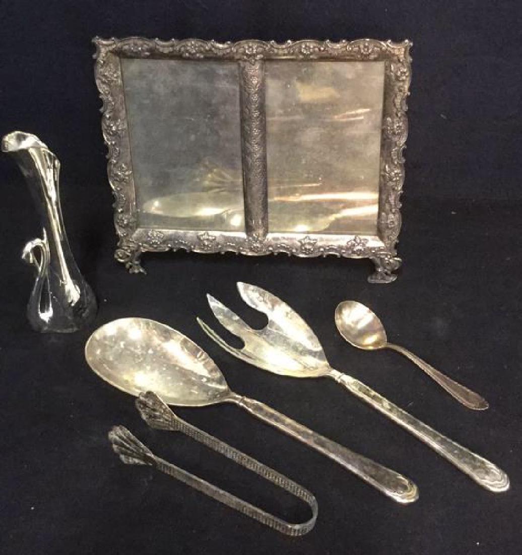 Lot 6 Silver Pl Picture Frame & Serving Utensils (1 of 8)
