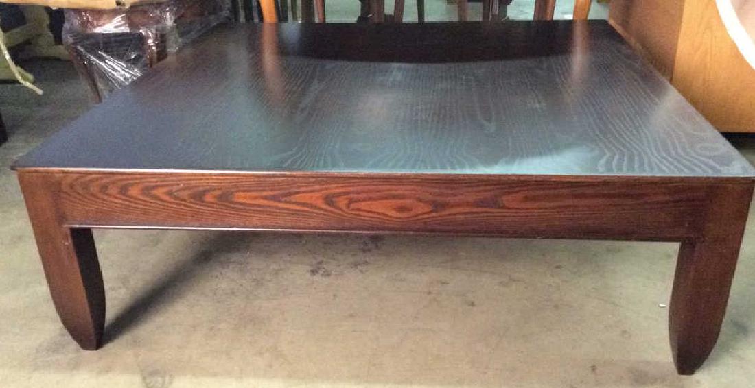 Mahogany Toned Square Shaped Wooden Coffee Table (1 of 8)