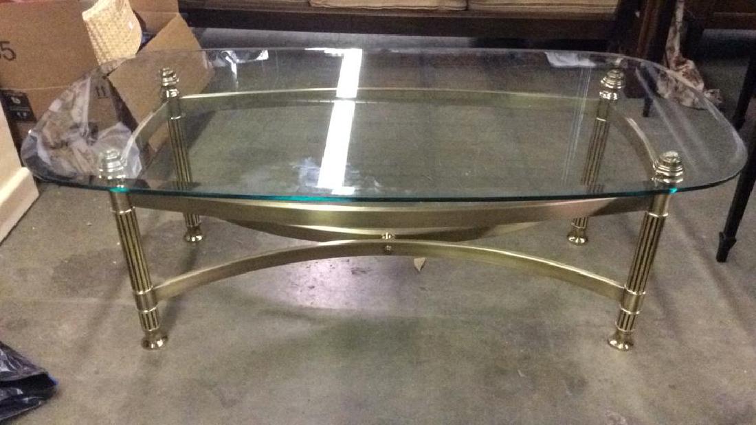 Brass Metal Base Glass Top Coffee Table (1 of 5)