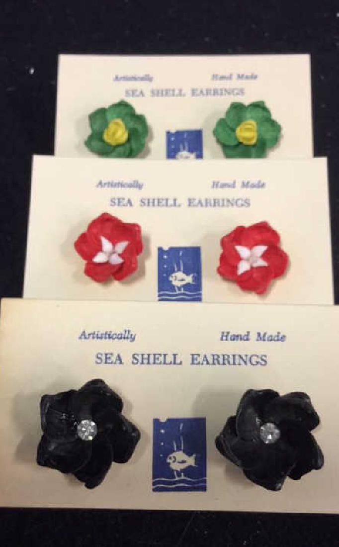 Group Lot 3 Vintage Hand Made Sea Shell Earrings (1 of 10)