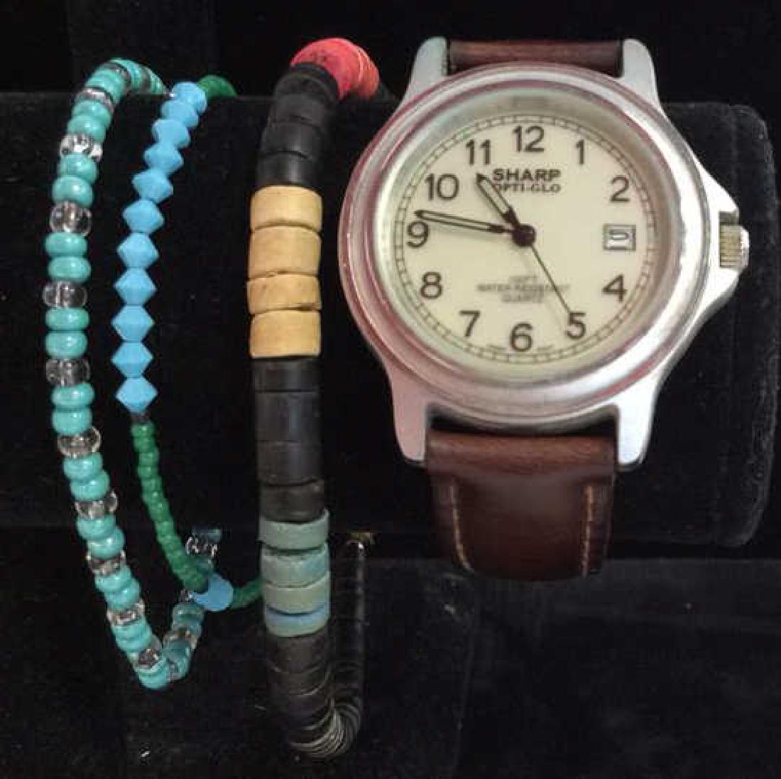 Lot 4 Beaded Bracelets & Watch Jewelry (1 of 9)