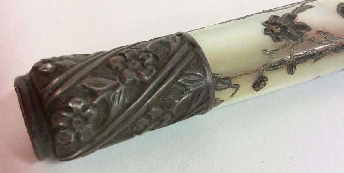 Antique Solid Mother Of Pearl w Silver Overlay (1 of 10)