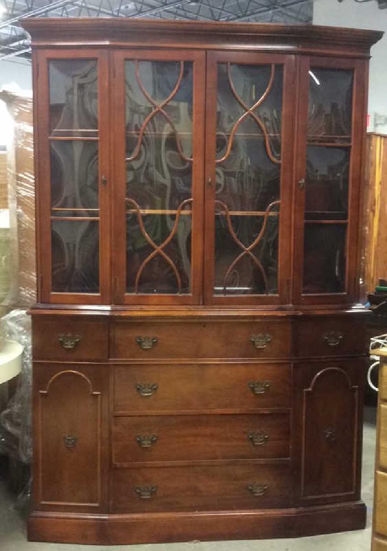 Mahogany Toned 2 Piece China Cabinet w Desk (1 of 10)