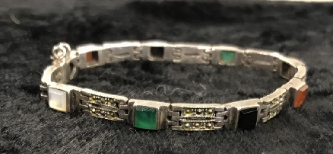 Sterling Silver Bracelet W Polished Natural Stones (1 of 6)