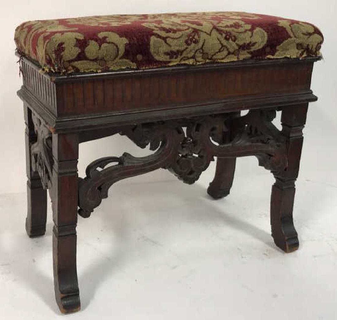 Antique Carved Footstool w Storage (1 of 10)