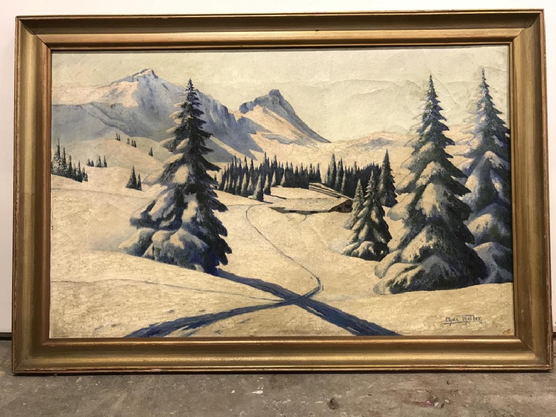 Chas Theiler Oil on Canvas Winter Scape (1 of 9)