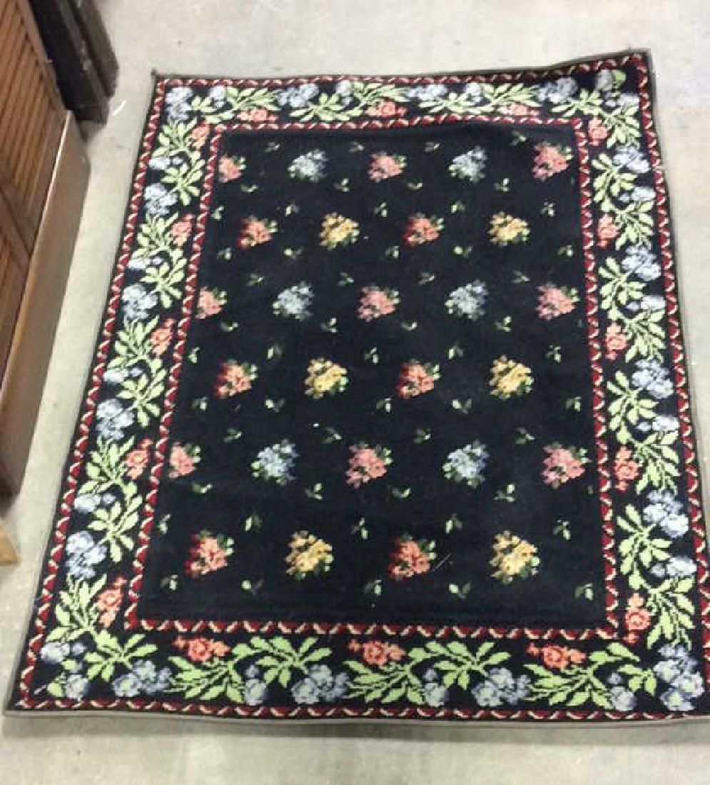 Wool Black Toned Rug with Floral Detailing (1 of 6)