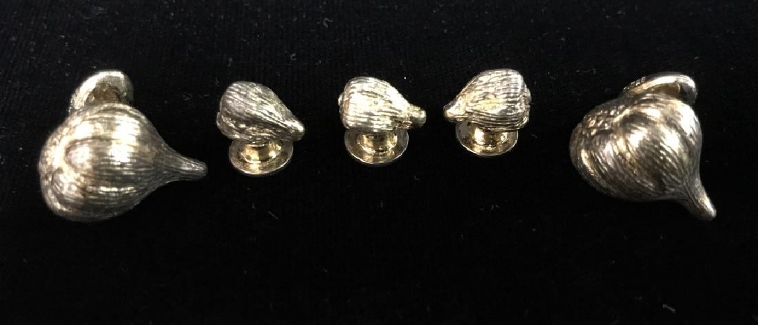 Set Of 5 Sterling Garlic Stud And Cufflink Set (1 of 6)