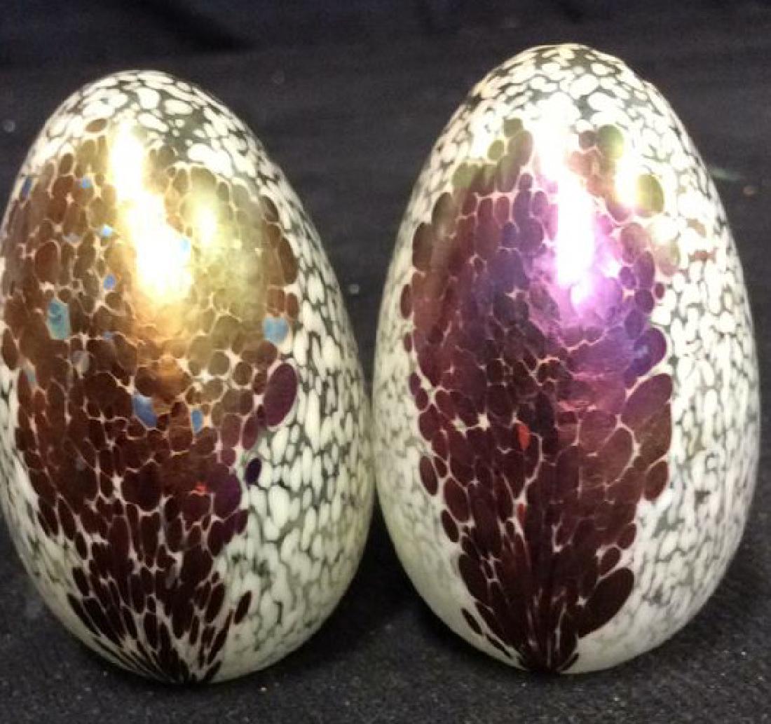 Pair Hand Formed Colored Art Glass Eggs (1 of 8)