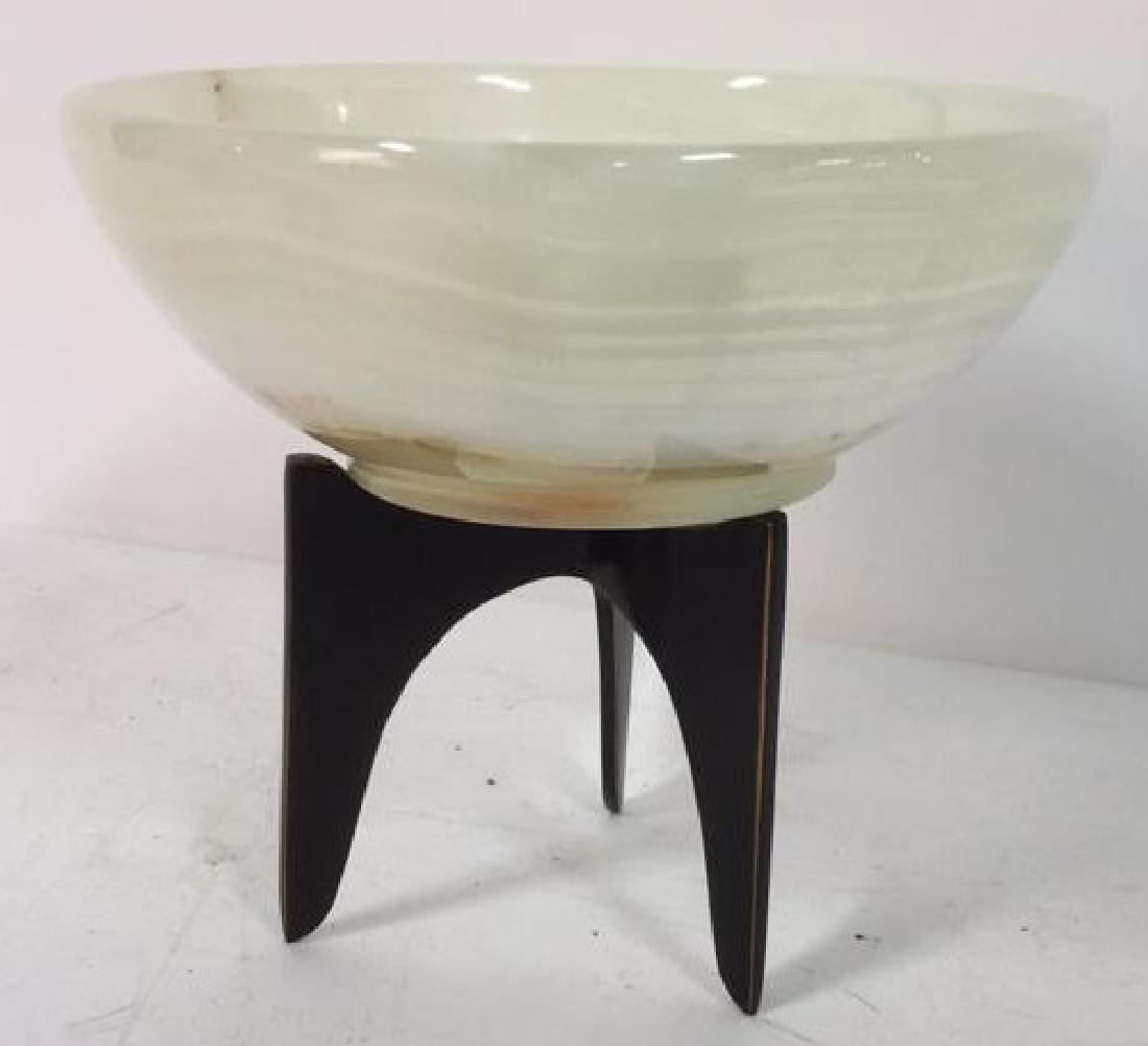 Hand Formed Polished Stone Bowl w Stand (1 of 11)