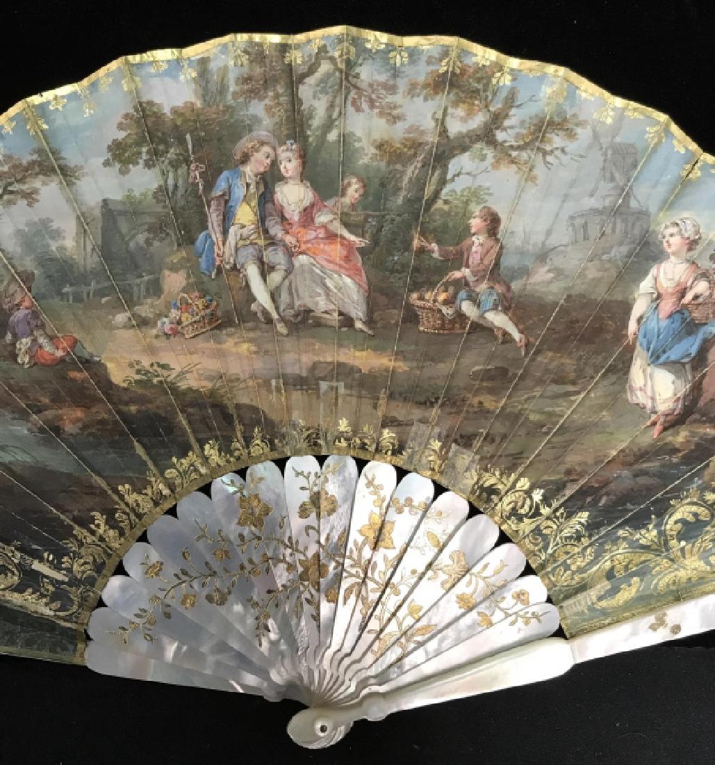 Antique French Gilded Mother Of Pearl Ladies Fan (1 of 10)