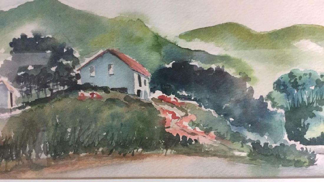 Signed Barn in Landscape Watercolor, 1985 (1 of 8)