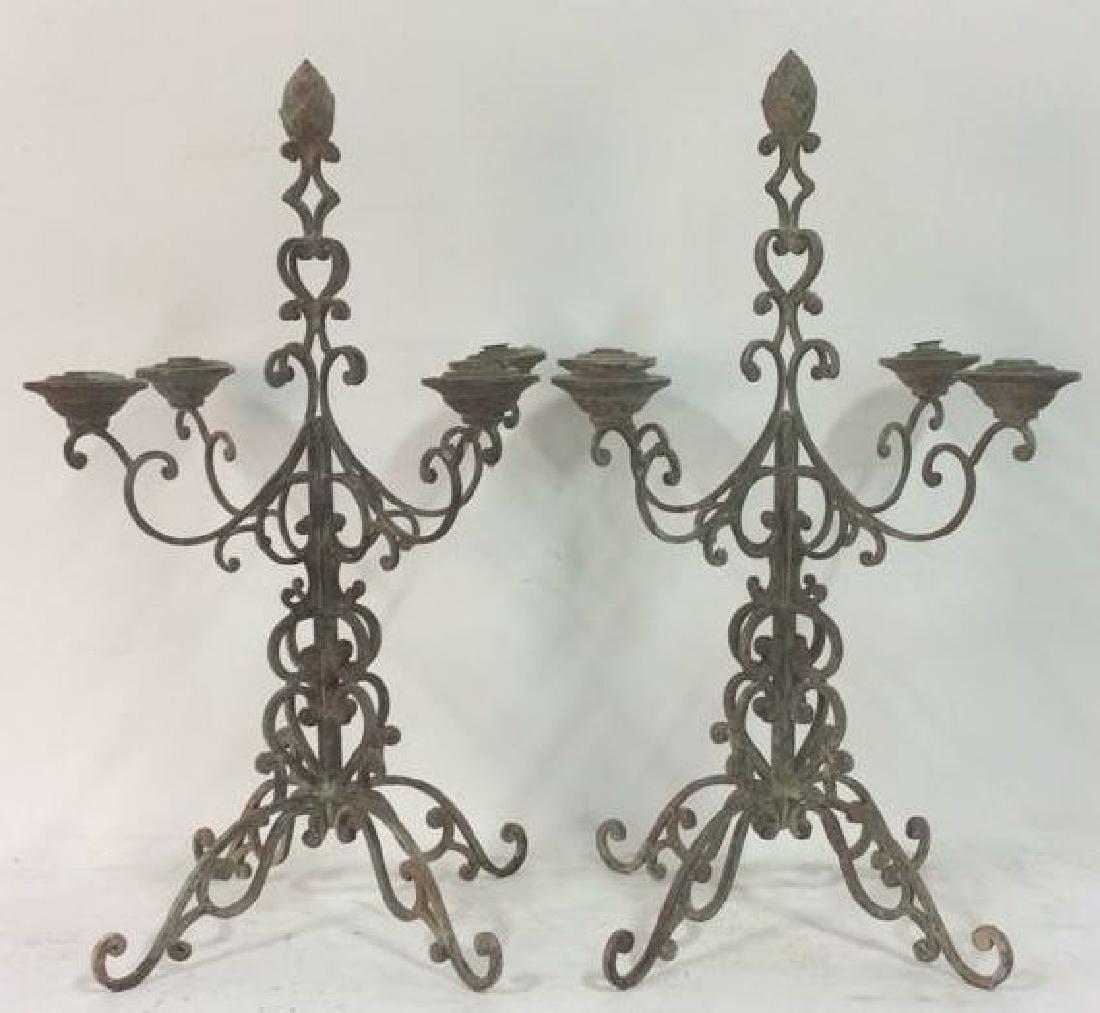 Pair Large Painted Metal Candelabras (1 of 10)