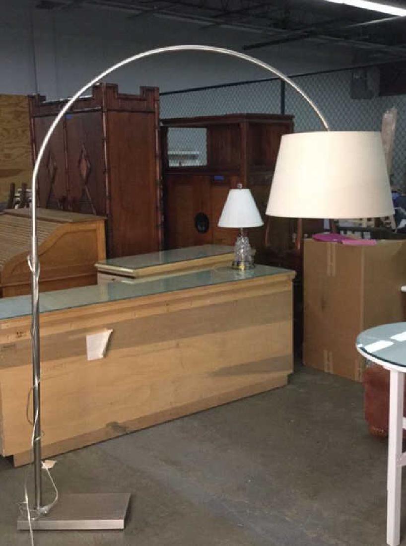 Metal Silver Toned Arch Floor Lamp W Shade (1 of 6)