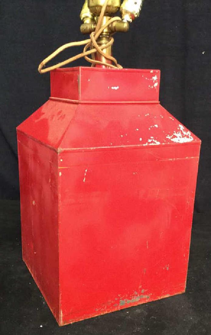 Vintage Red Tole Metal Lamp (1 of 9)