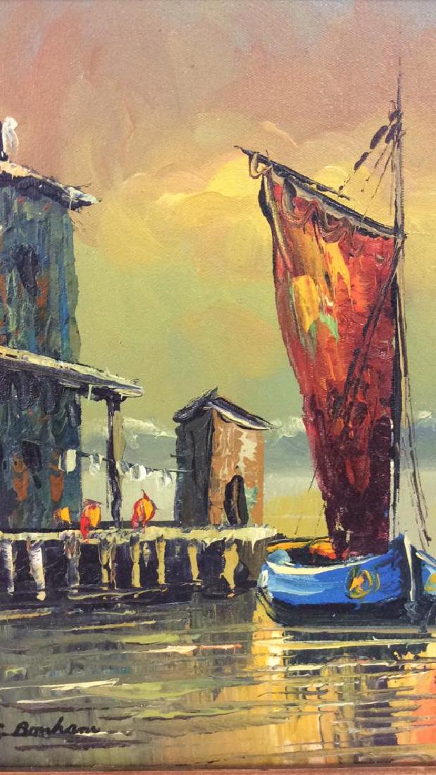 Vintage Signed Framed Oil Painting, Harbor (1 of 9)