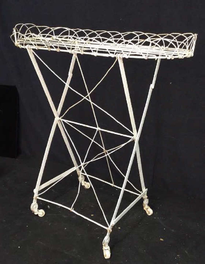 Antique White Metal Wire Hand Crafted Table (1 of 9)