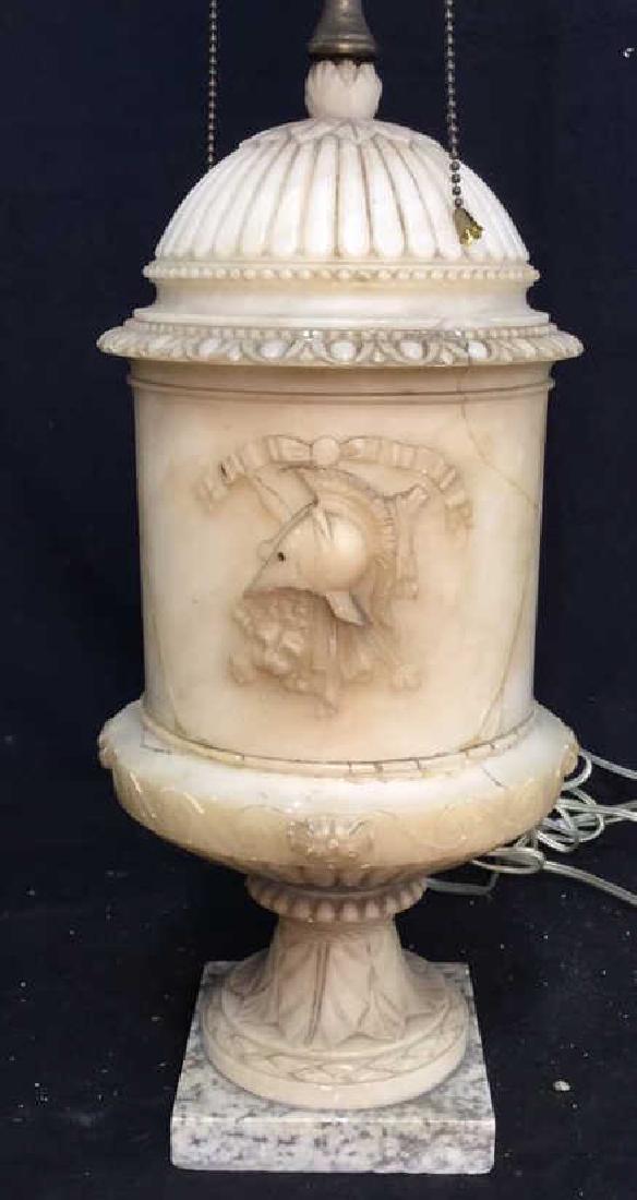 Antique Carved Alabaster/Marble Lamp w Lions (1 of 13)