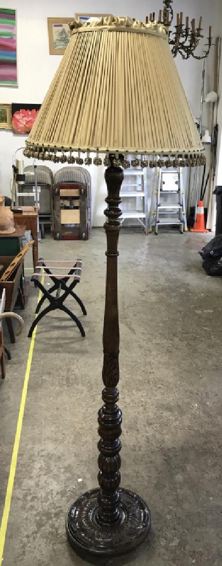 Antique Hand Carved Floor Lamp W Custom Shade (1 of 10)
