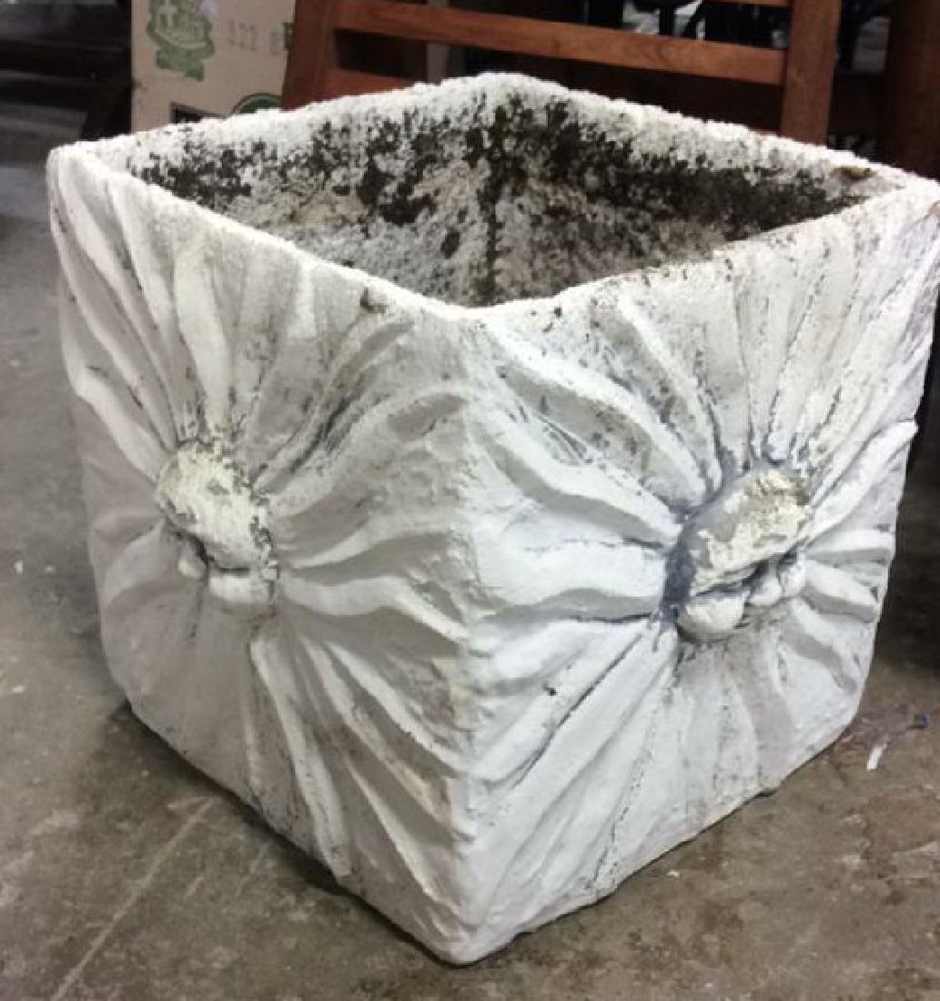 Sun Themed White Stone Planter (1 of 7)
