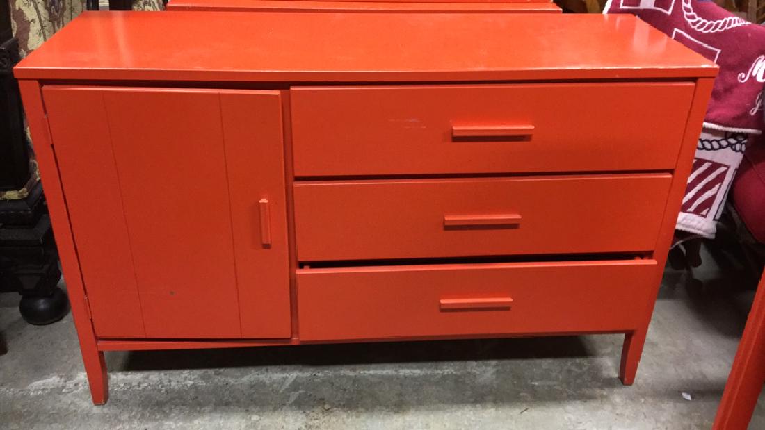 Orange Toned Wooden Chest W Storage Cabinet (1 of 10)